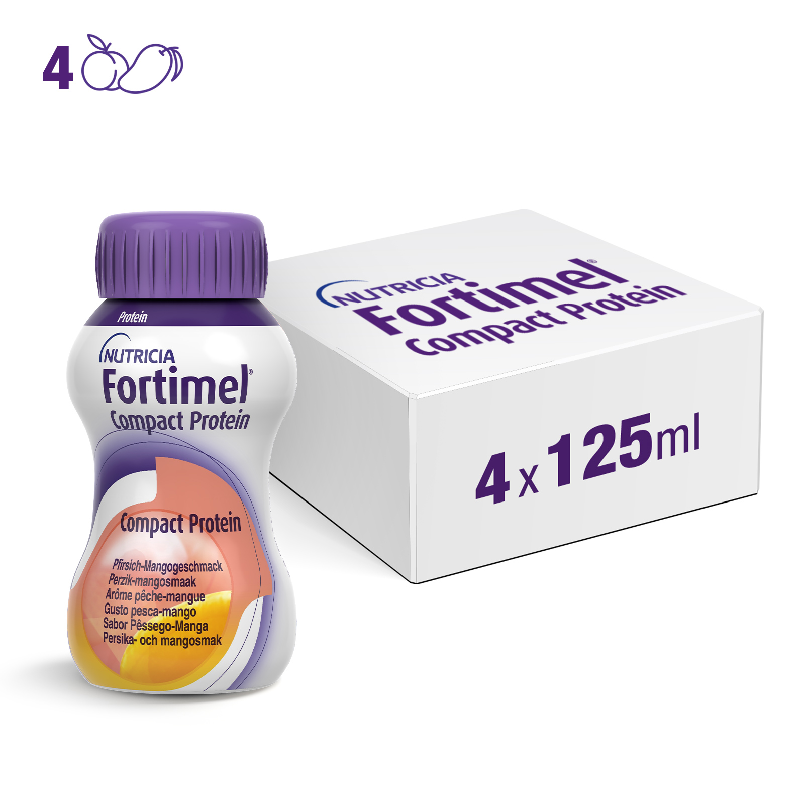 Nutricia Fortimel Protein pêche mangue 4 x 200ml