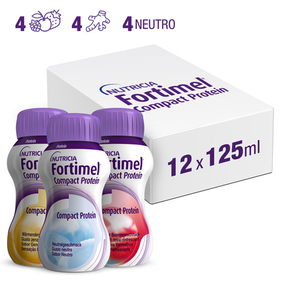 FORTIMEL COMPACT PROTEIN Neutro, Zenzero Tropicale, Frutti Rossi Rinfrescanti 12x125ml